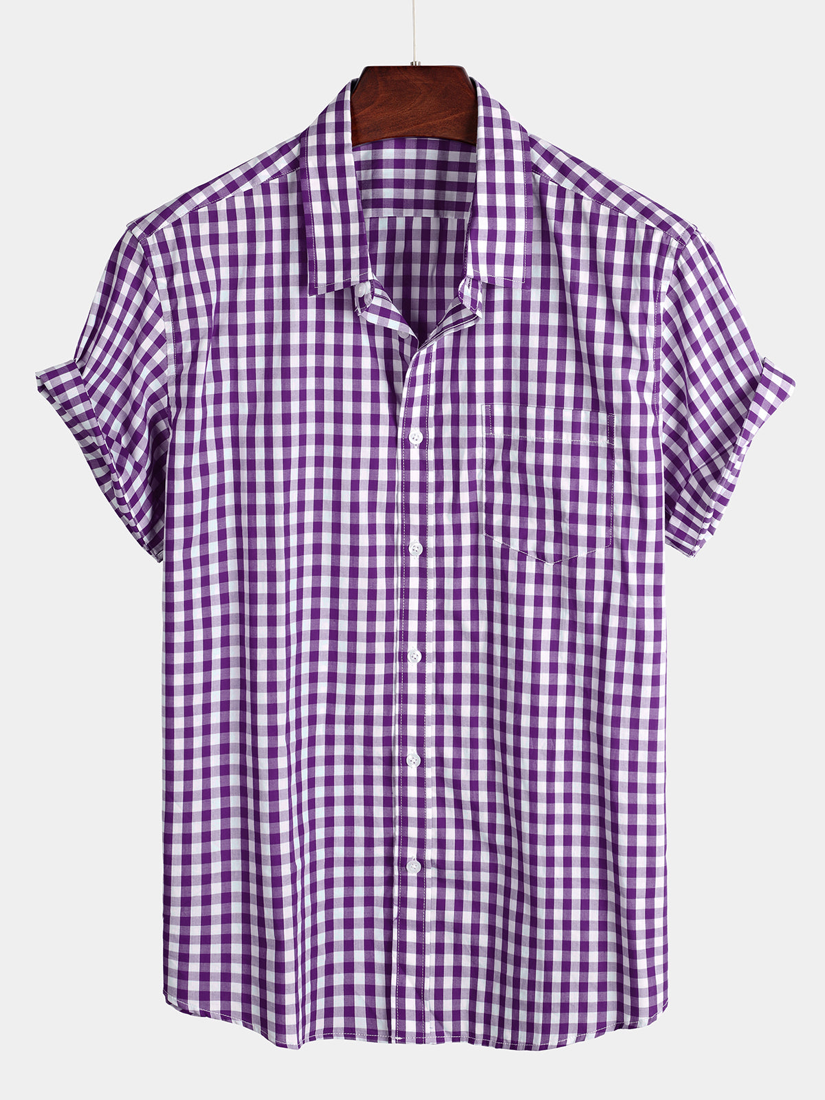 Chemise d'Été à Manches Courtes pour Homme, Couleur Unie, avec Poche et Boutons