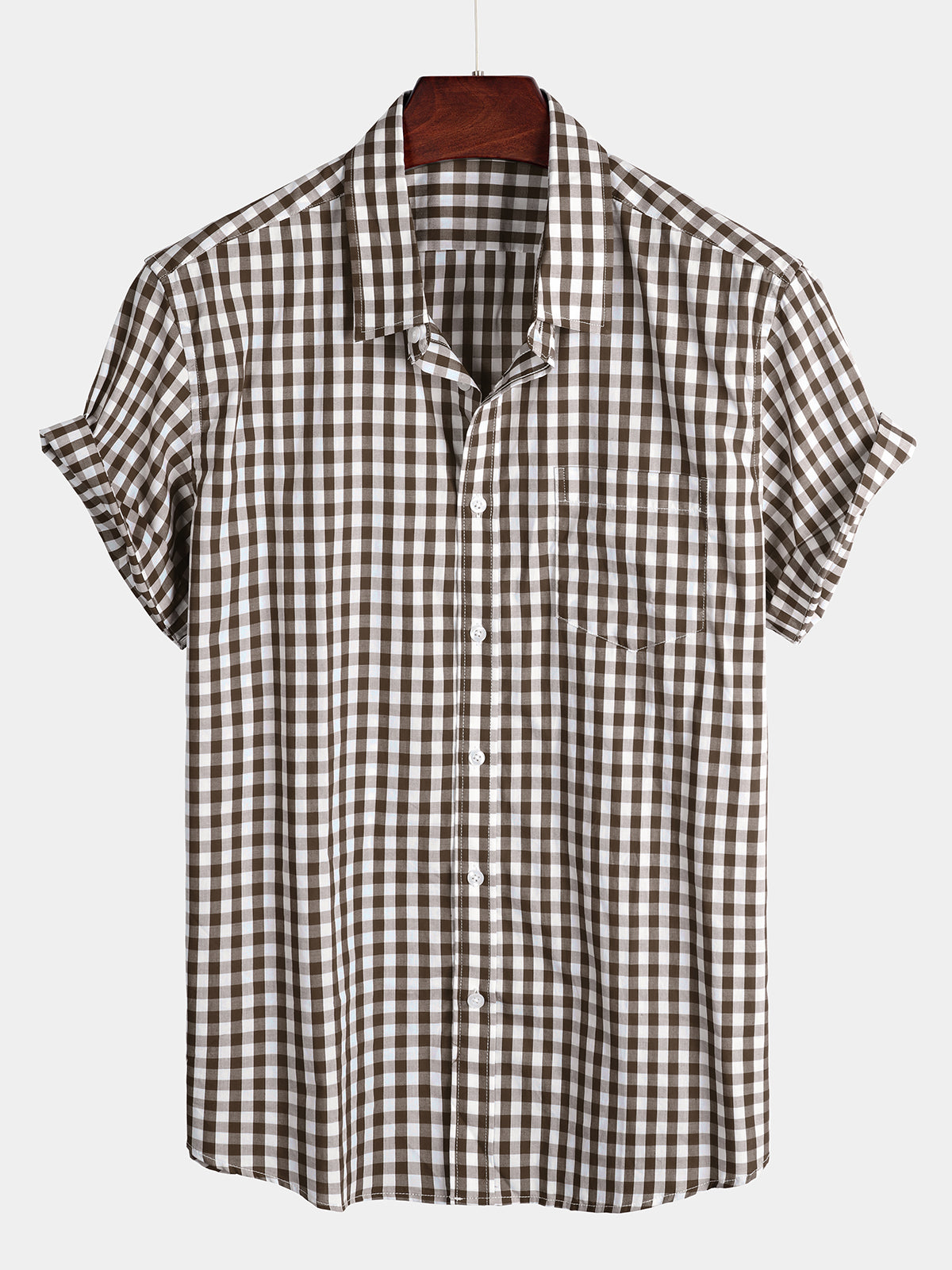 Chemise d'Été à Manches Courtes pour Homme, Couleur Unie, avec Poche et Boutons