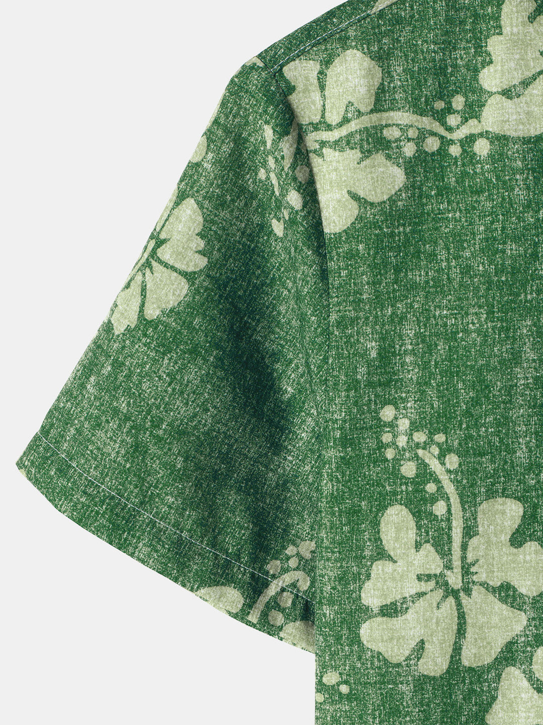 Chemise à manches courtes boutonnée verte avec poche hawaïenne florale pour hommes