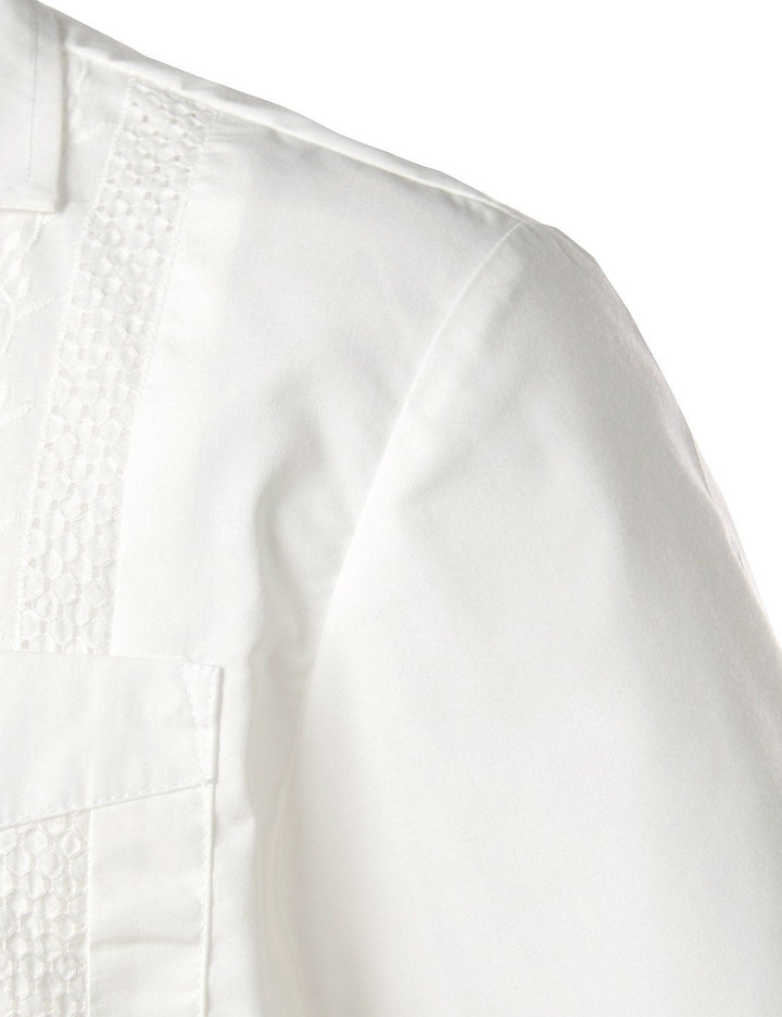 Chemisette à tissage jacquard en coton de couleur unie