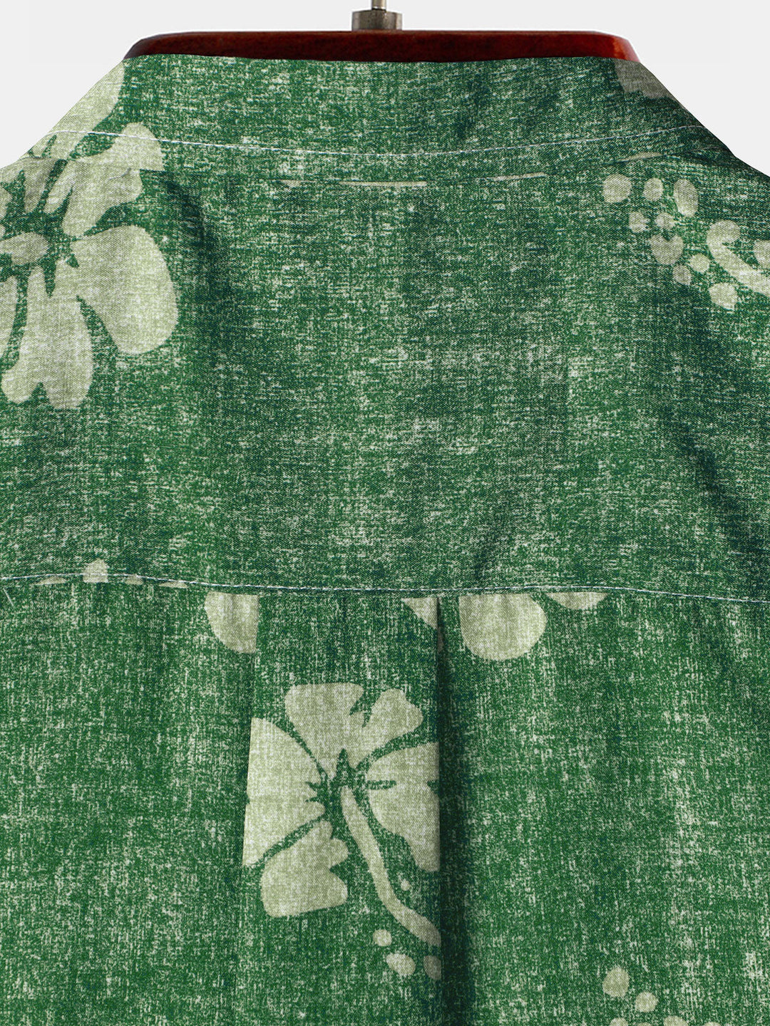 Chemise à manches courtes boutonnée verte avec poche hawaïenne florale pour hommes