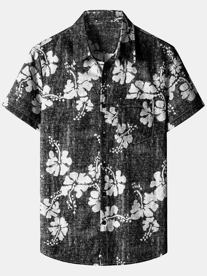 Chemises hawaïennes décontractées à imprimé floral pour hommes avec poche