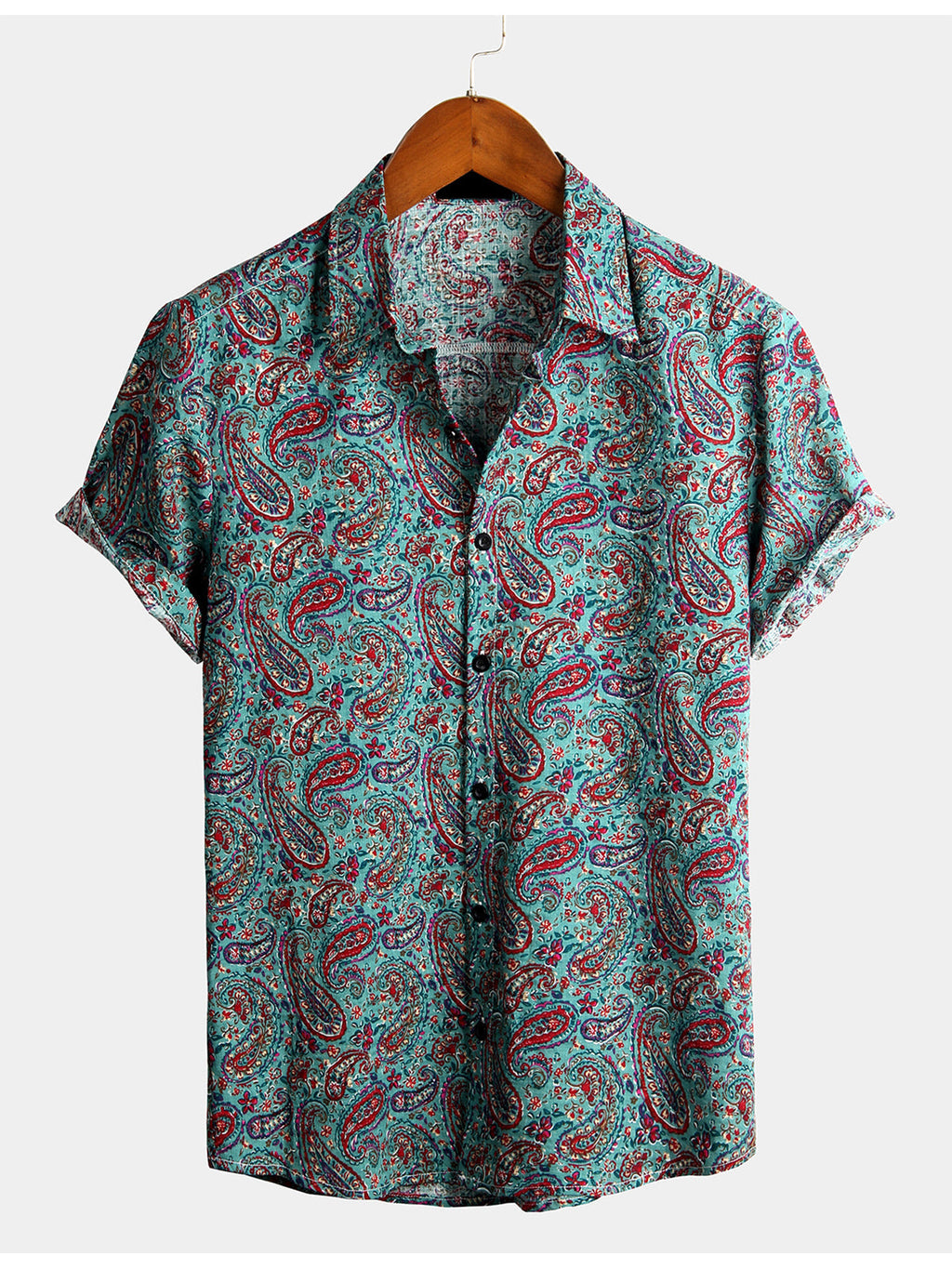 Chemise Vintage à Manches Courtes avec Imprimé Paisley pour Homme