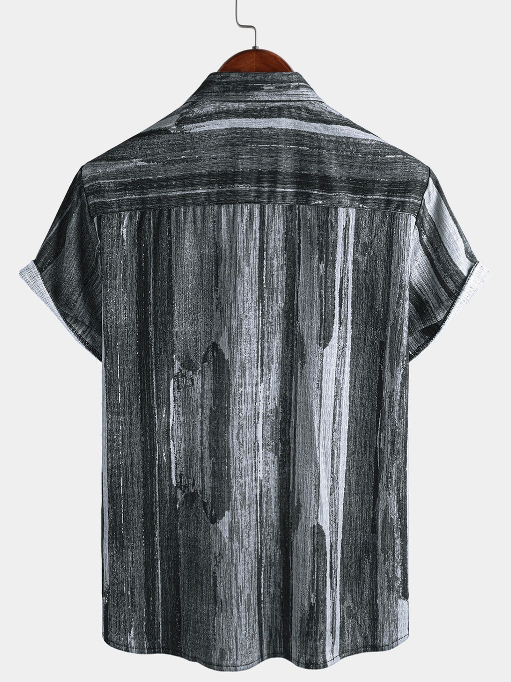 Chemise Hawaïenne Vintage Noire à Rayures pour Homme à Manches Courtes avec Boutons