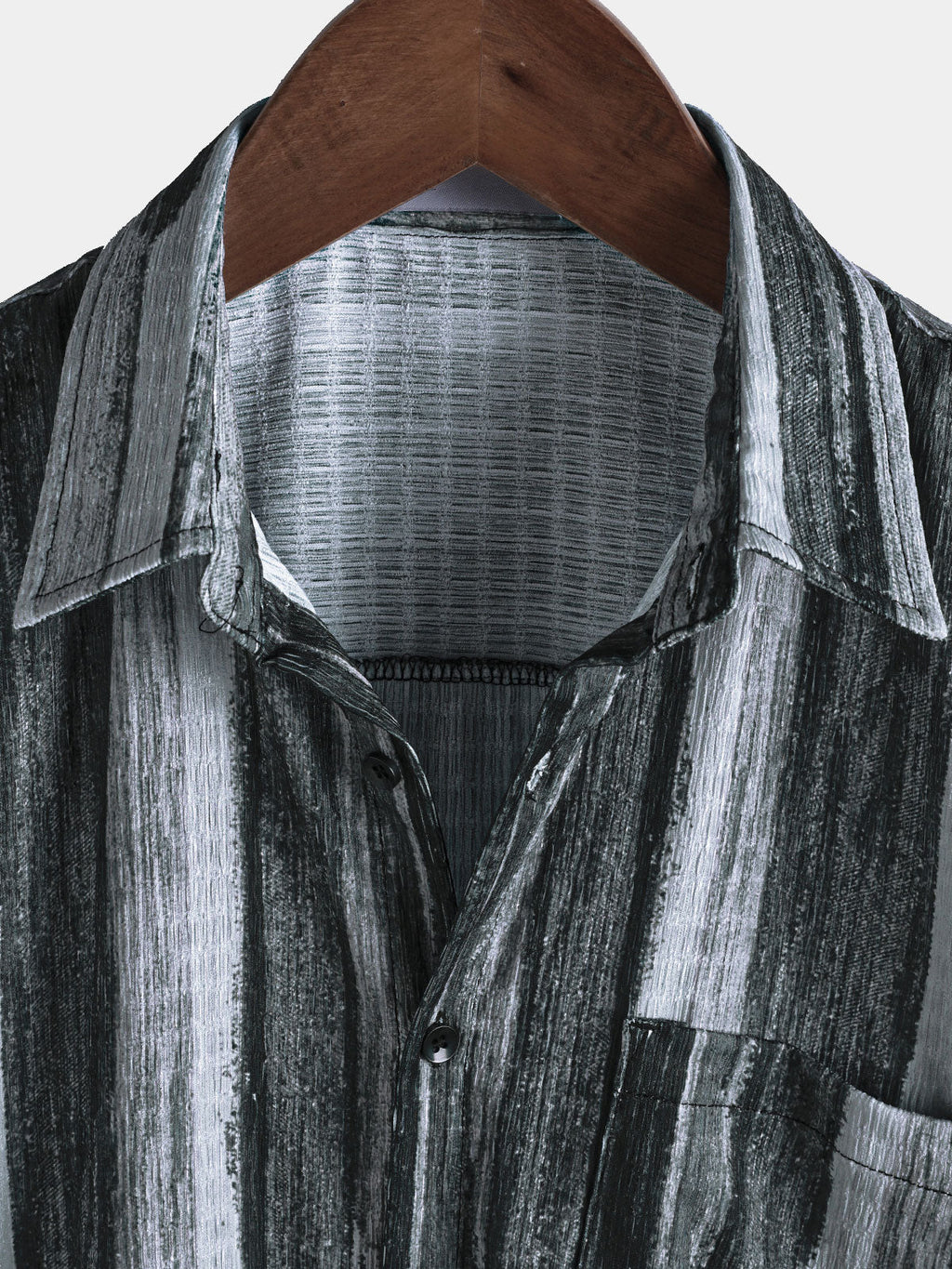 Chemise Hawaïenne Vintage Noire à Rayures pour Homme à Manches Courtes avec Boutons