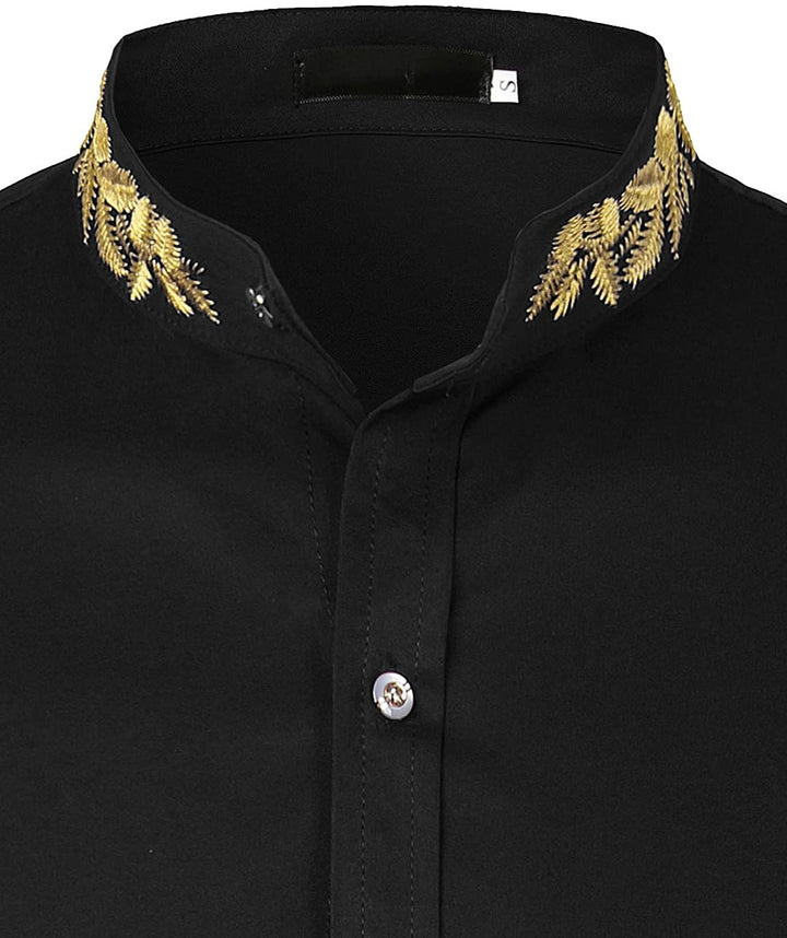 Chemise avec broderie d’épis de blé sur le col et les poignets