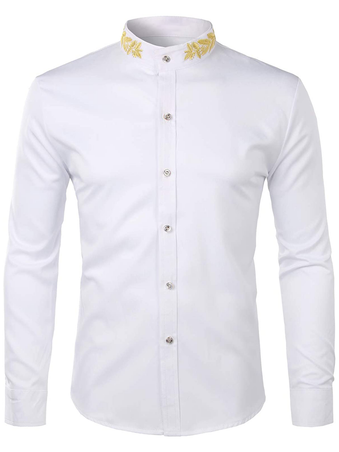Chemise avec broderie d’épis de blé sur le col et les poignets