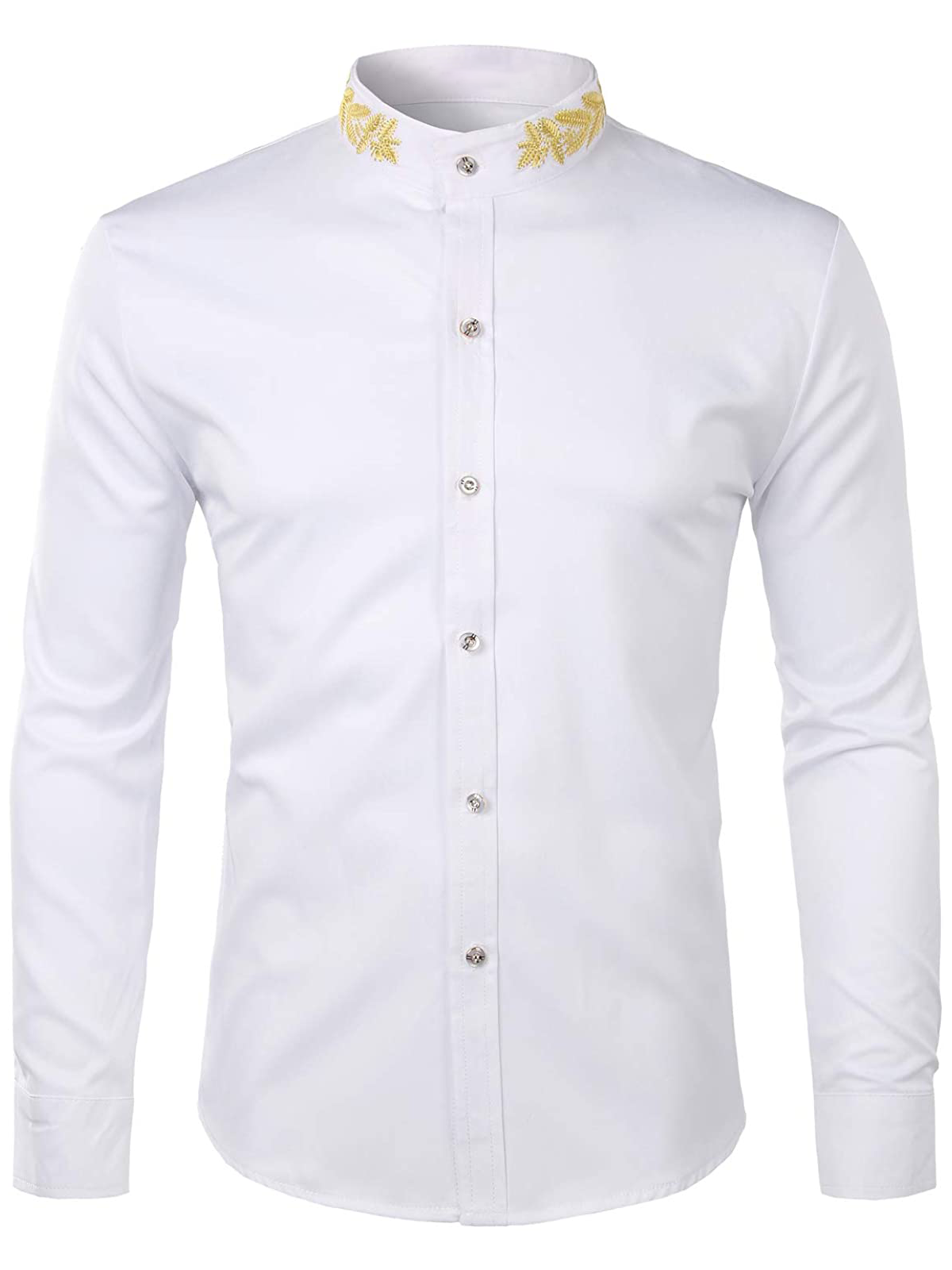 Chemise avec broderie d’épis de blé sur le col et les poignets