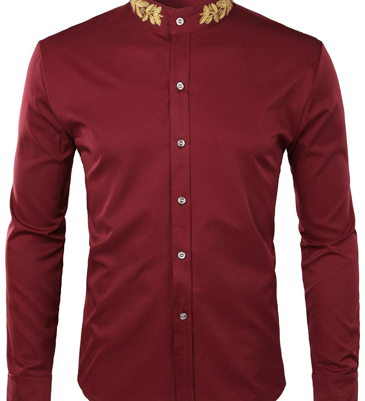 Chemise avec broderie d’épis de blé sur le col et les poignets