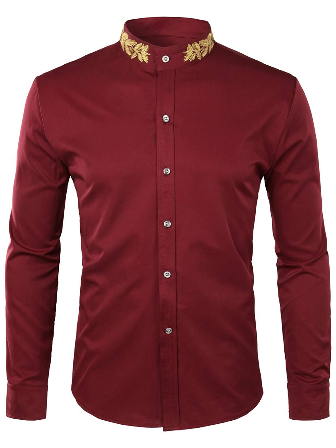 Chemise avec broderie d’épis de blé sur le col et les poignets