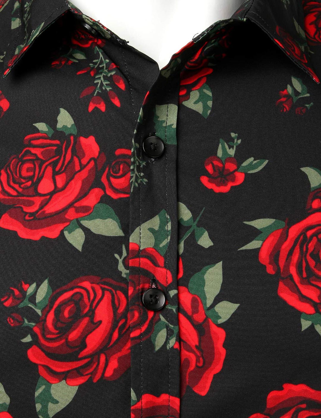 Chemise boutonnée décontractée à manches longues pour hommes, motif rose et noir