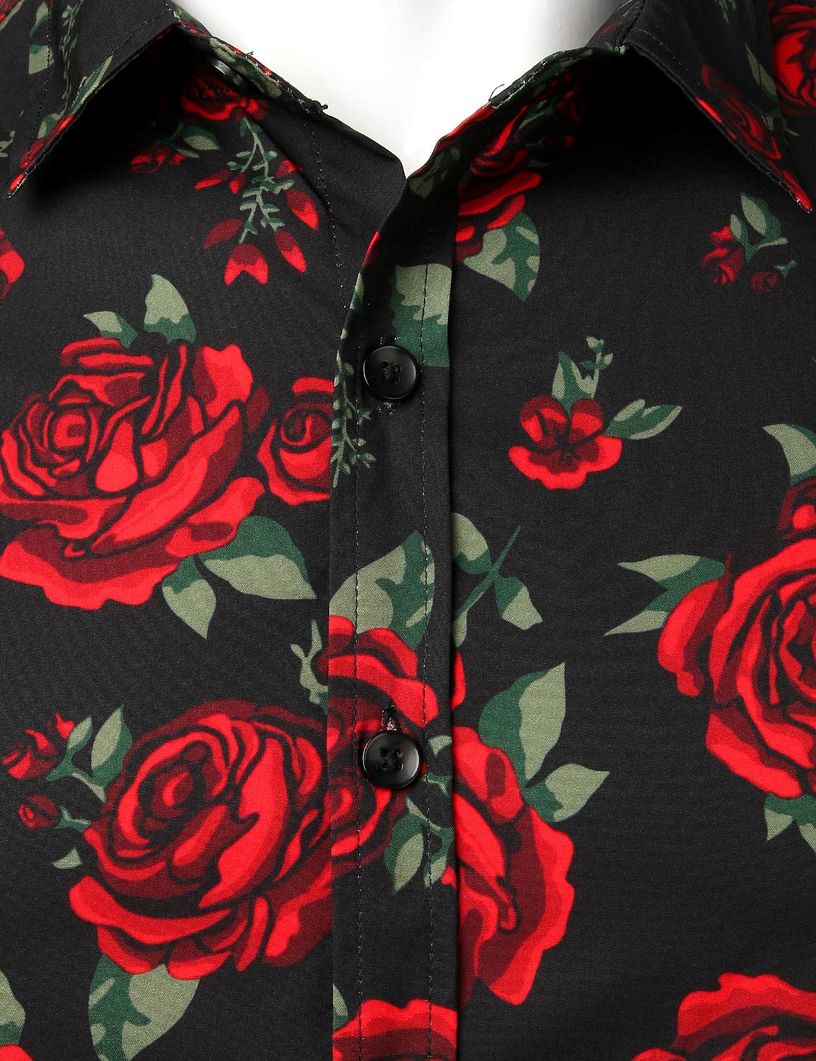 Chemise boutonnée décontractée à manches longues pour hommes, motif rose et noir