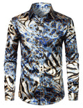 Chemise boutonnée à manches longues et imprimé léopard pour homme