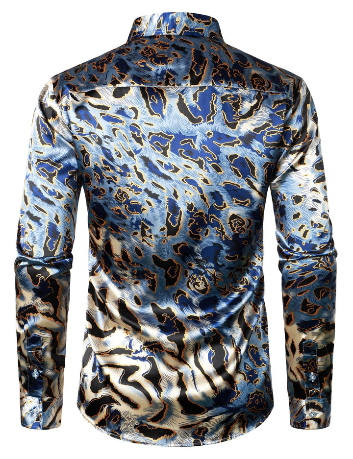 Chemise boutonnée à manches longues et imprimé léopard pour homme