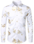Chemise boutonnée à manches longues et imprimé floral rose jaune pour homme