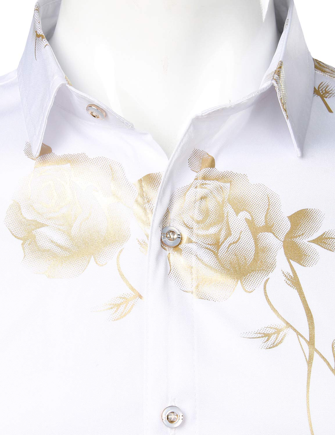 Chemise boutonnée à manches longues et imprimé floral rose jaune pour homme