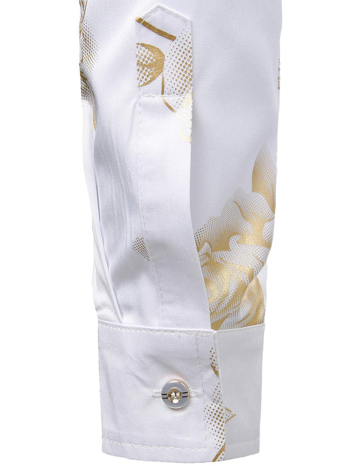 Chemise boutonnée à manches longues et imprimé floral rose jaune pour homme
