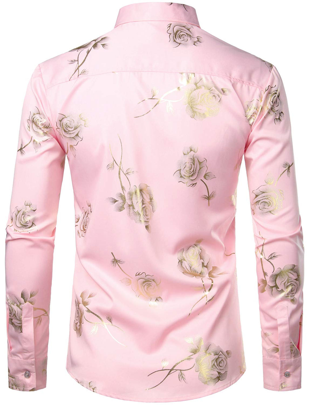 Chemise décontractée à manches longues et boutons pour homme, imprimé floral rose
