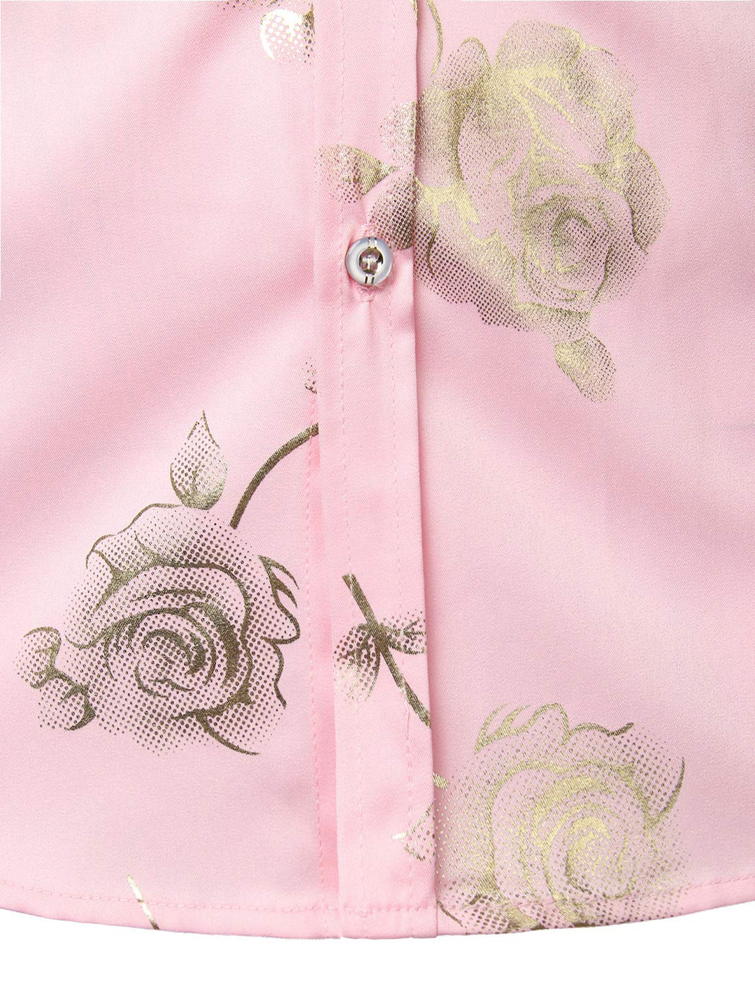 Chemise décontractée à manches longues et boutons pour homme, imprimé floral rose