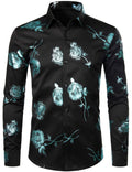 Chemise boutonnée à manches longues et imprimé floral rose pour homme