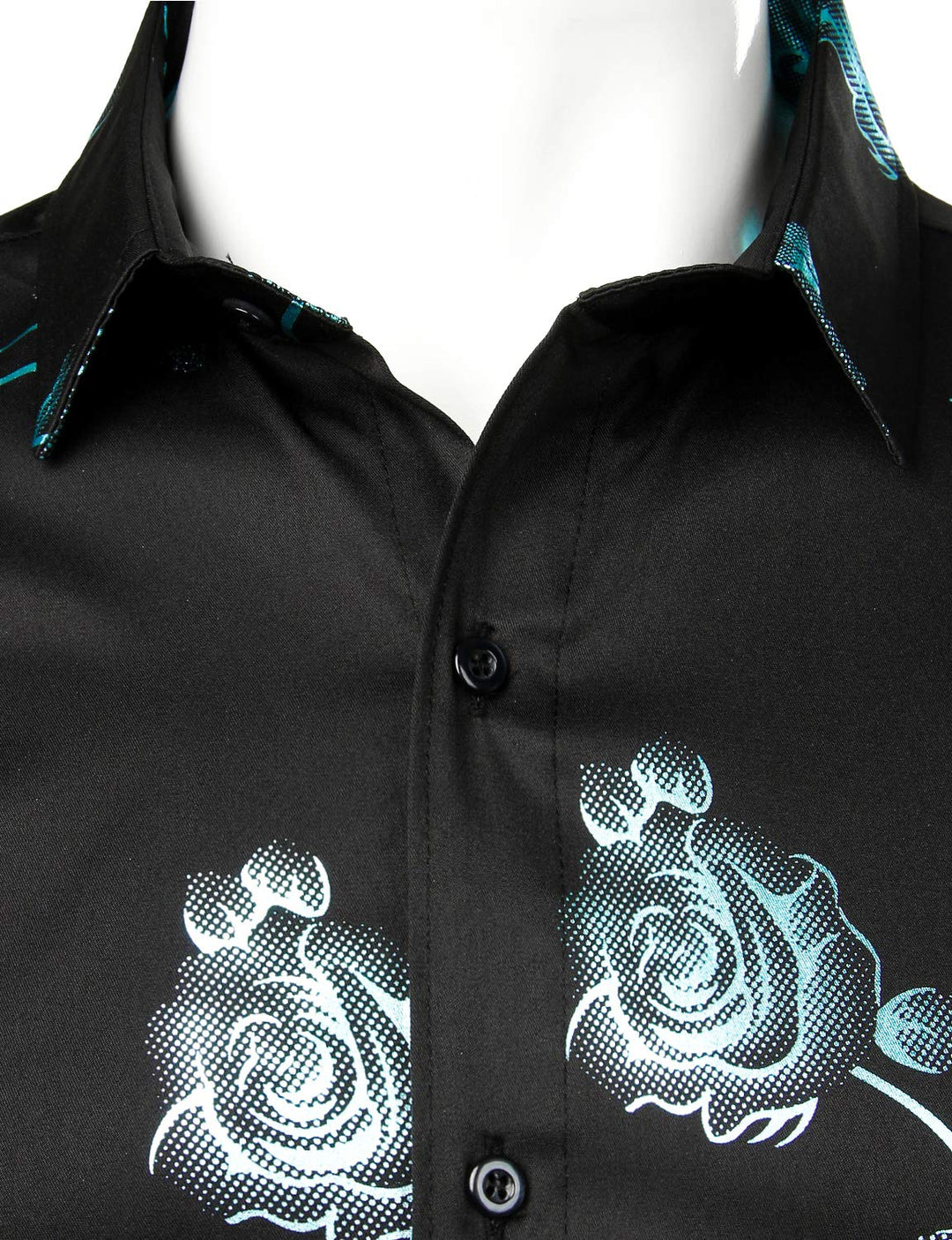 Chemise boutonnée à manches longues et imprimé floral rose pour homme