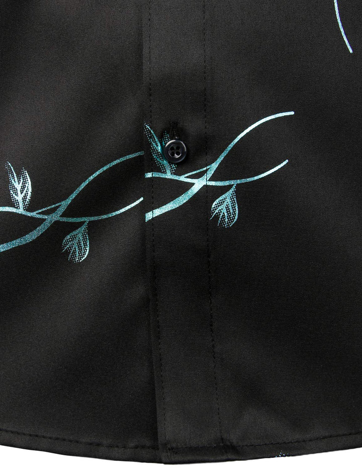 Chemise boutonnée à manches longues et imprimé floral rose pour homme