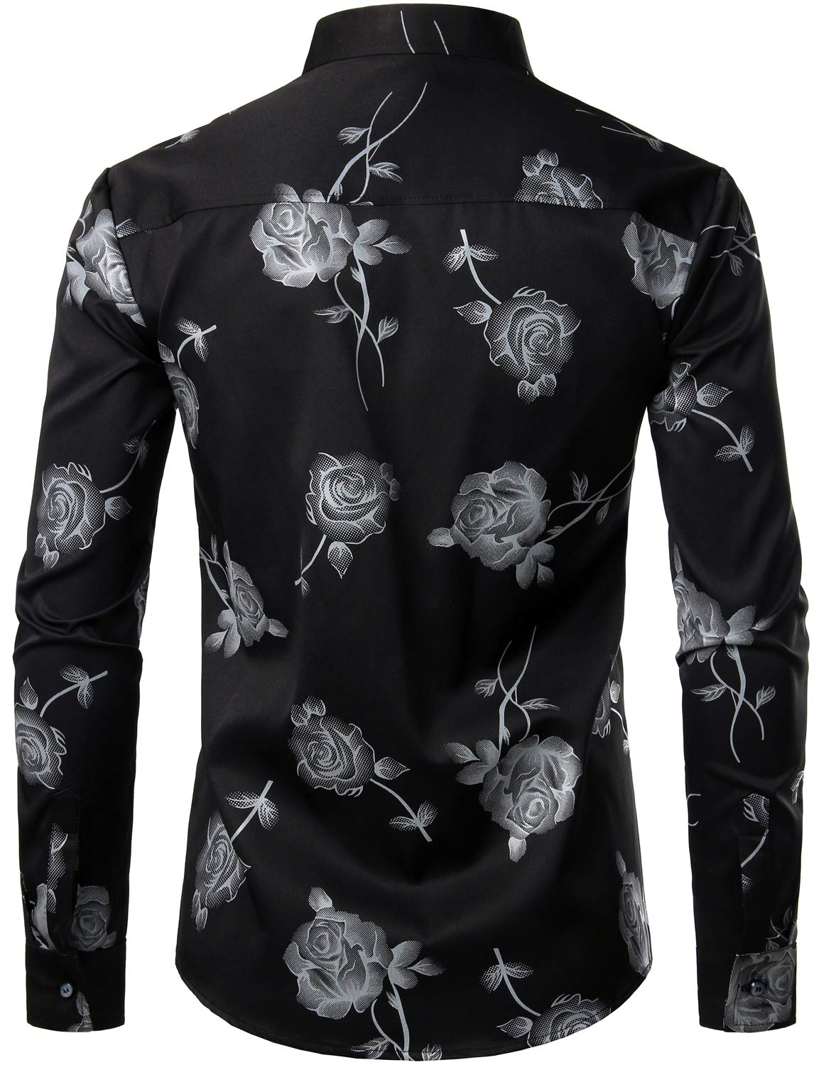 Chemise boutonnée décontractée à manches longues et imprimé floral rose pour hommes