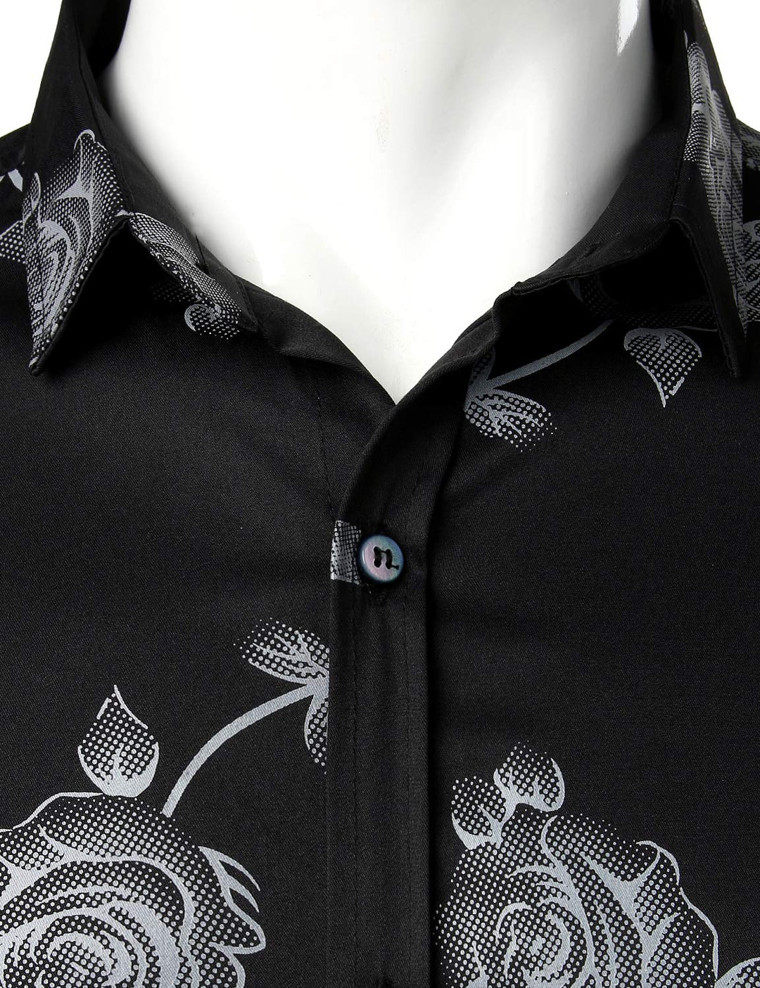 Chemise boutonnée décontractée à manches longues et imprimé floral rose pour hommes