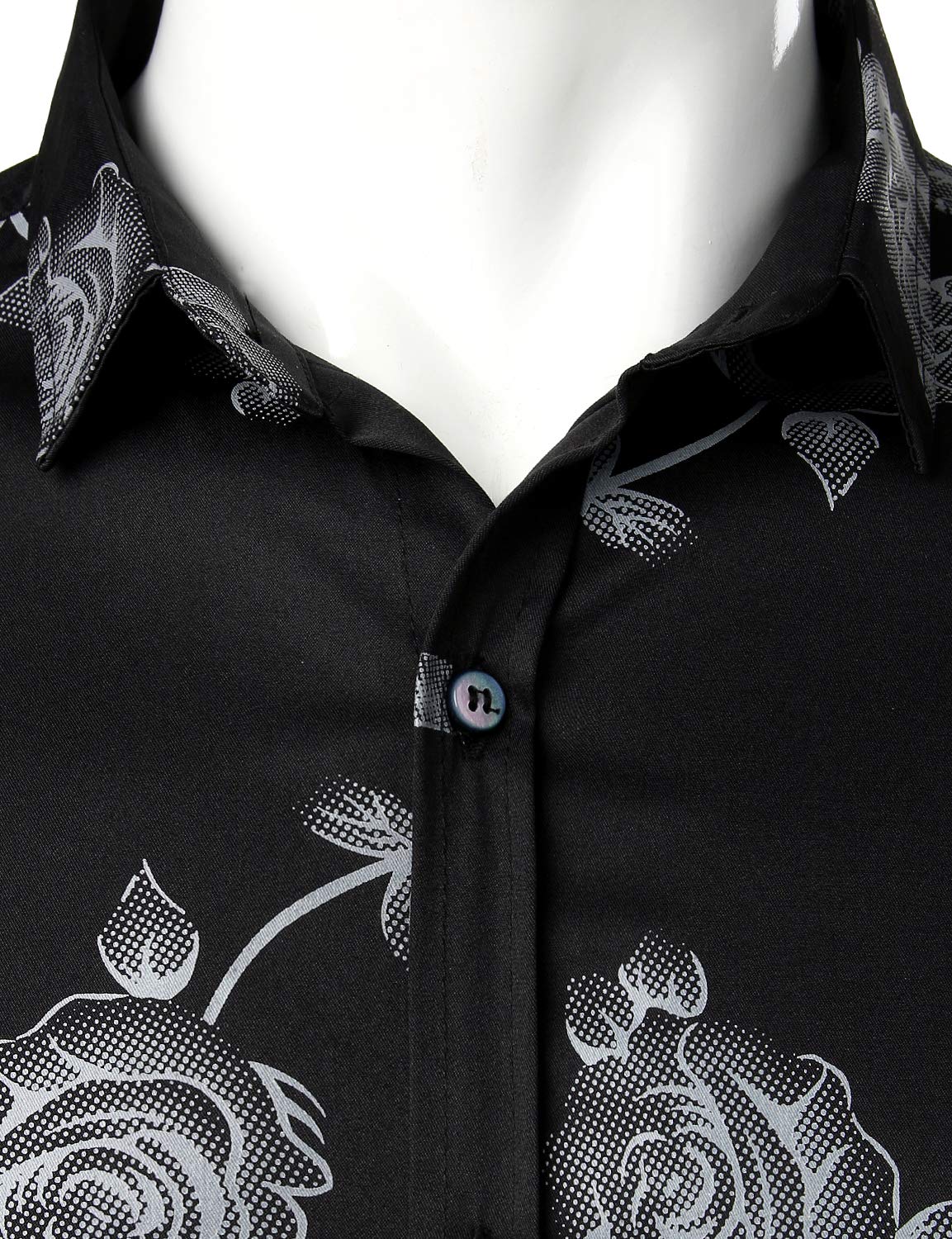 Chemise boutonnée décontractée à manches longues et imprimé floral rose pour hommes