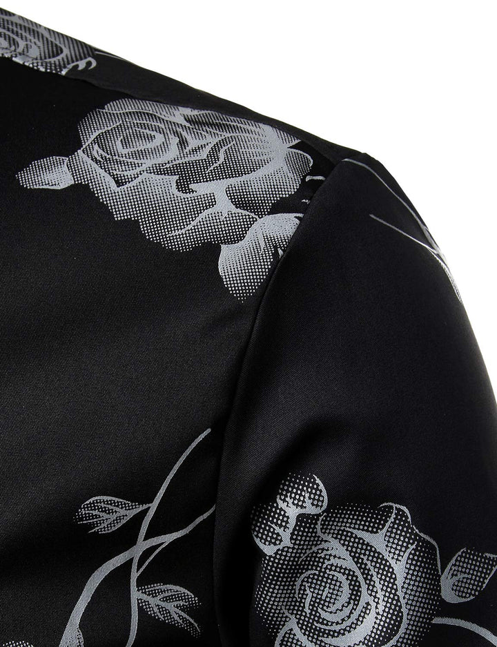 Chemise boutonnée décontractée à manches longues et imprimé floral rose pour hommes
