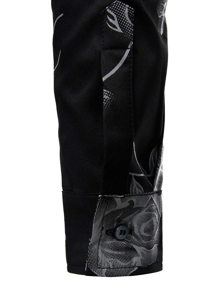 Chemise boutonnée décontractée à manches longues et imprimé floral rose pour hommes