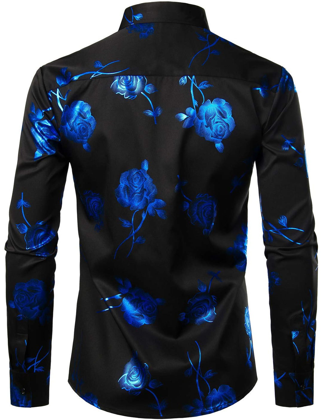 Chemise boutonnée à manches longues et imprimé floral bleu rose pour homme