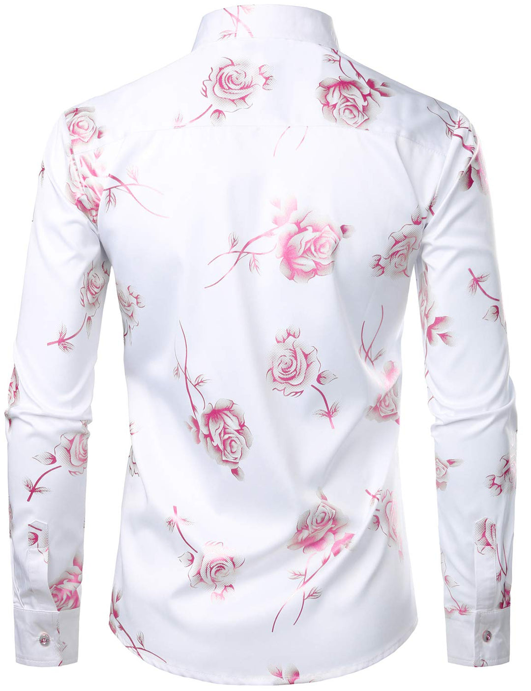 Chemise boutonnée à manches longues et imprimé floral rose pour homme