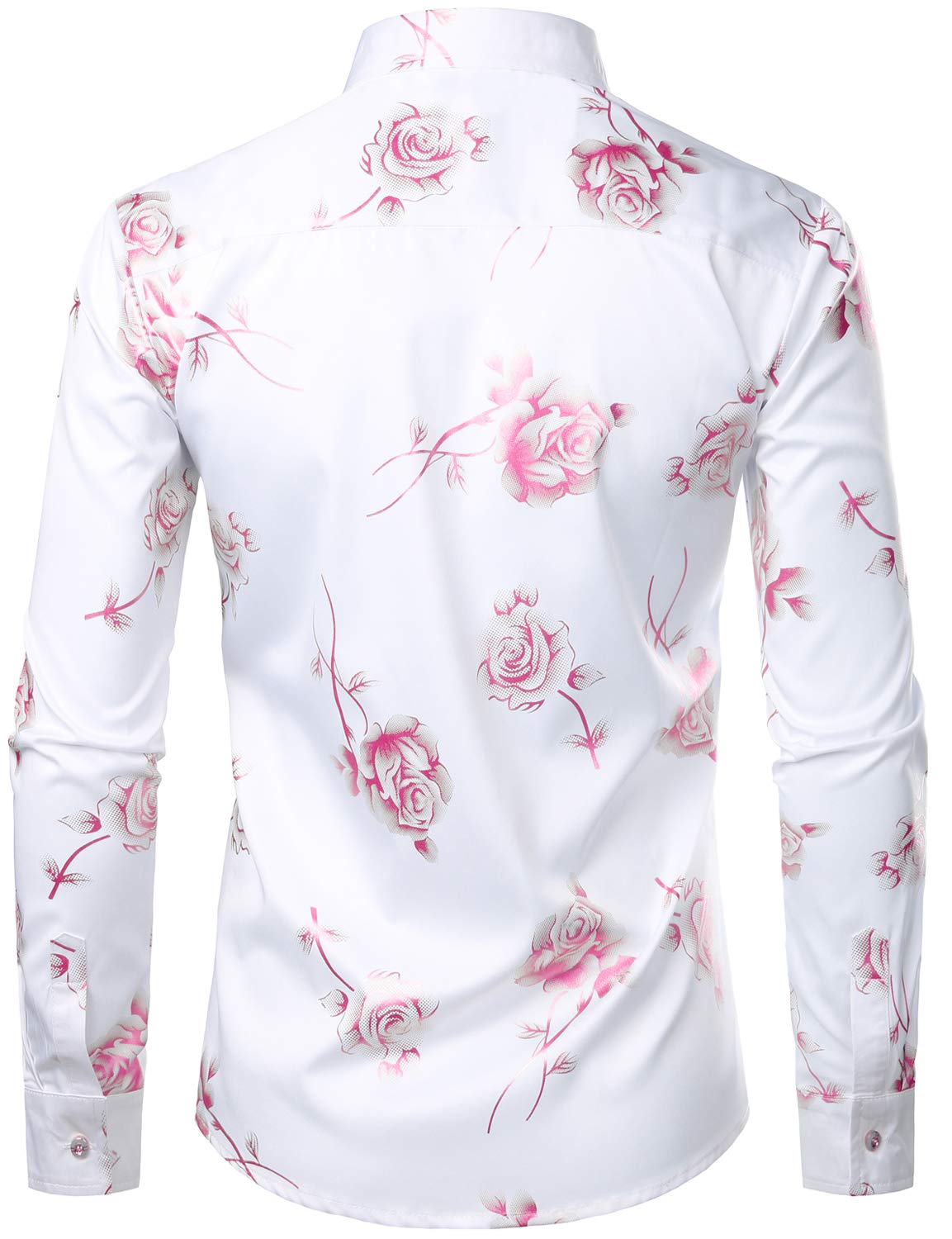 Chemise boutonnée à manches longues et imprimé floral rose pour homme