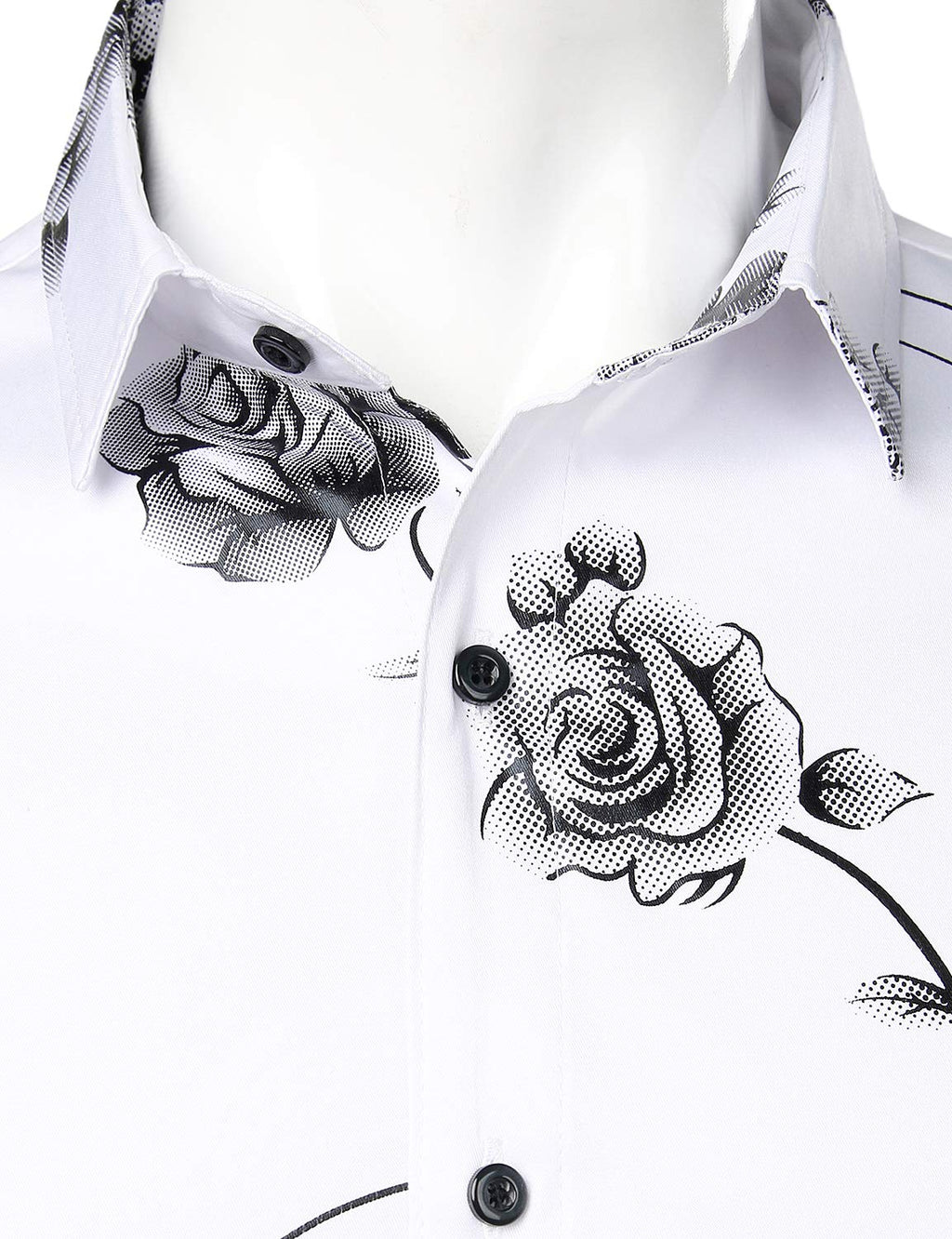 Chemise boutonnée à manches longues et imprimé floral rose pour homme