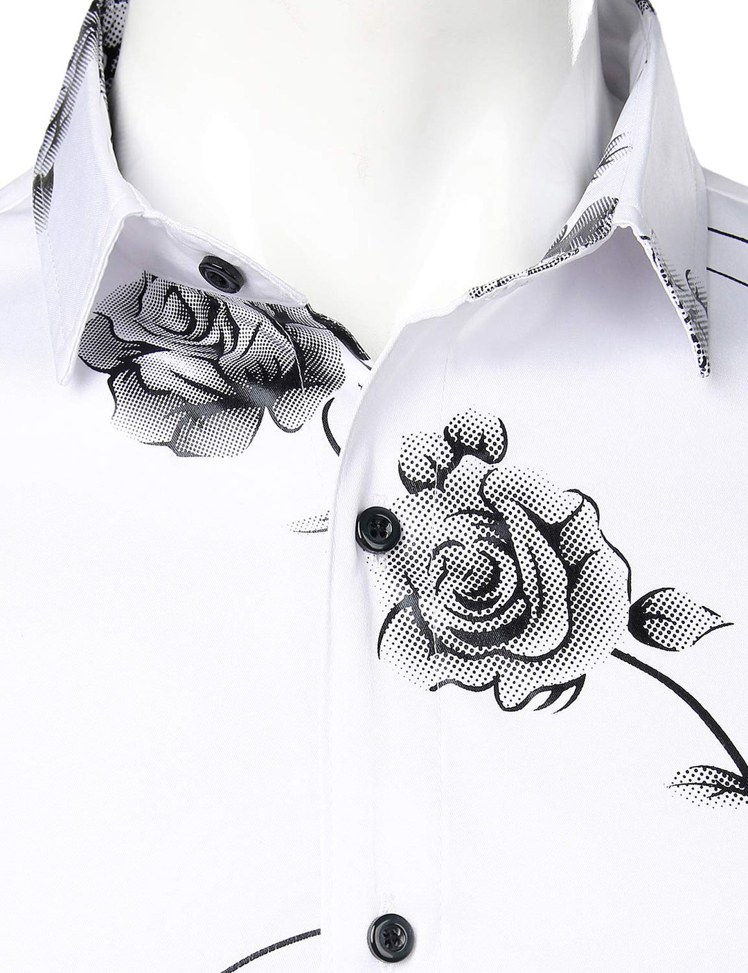Chemise boutonnée à manches longues et imprimé floral rose pour homme