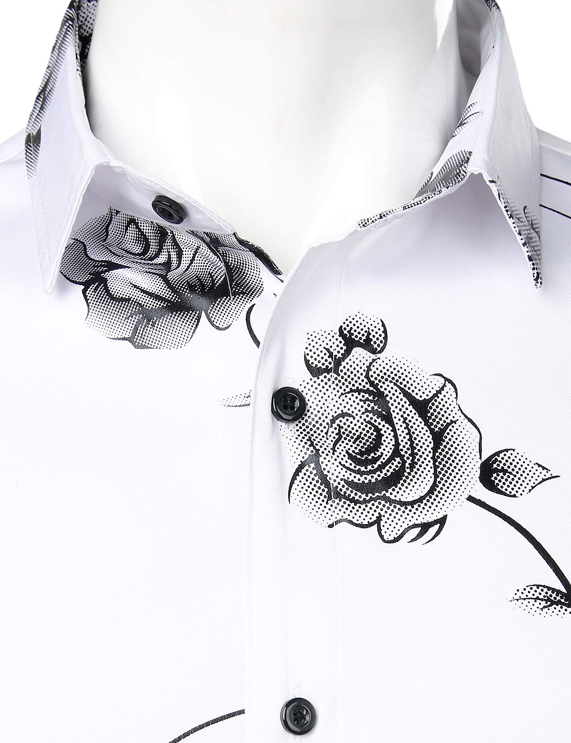 Chemise boutonnée à manches longues et imprimé floral rose pour homme