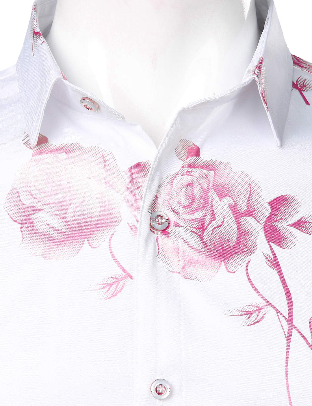 Chemise boutonnée à manches longues et imprimé floral rose pour homme
