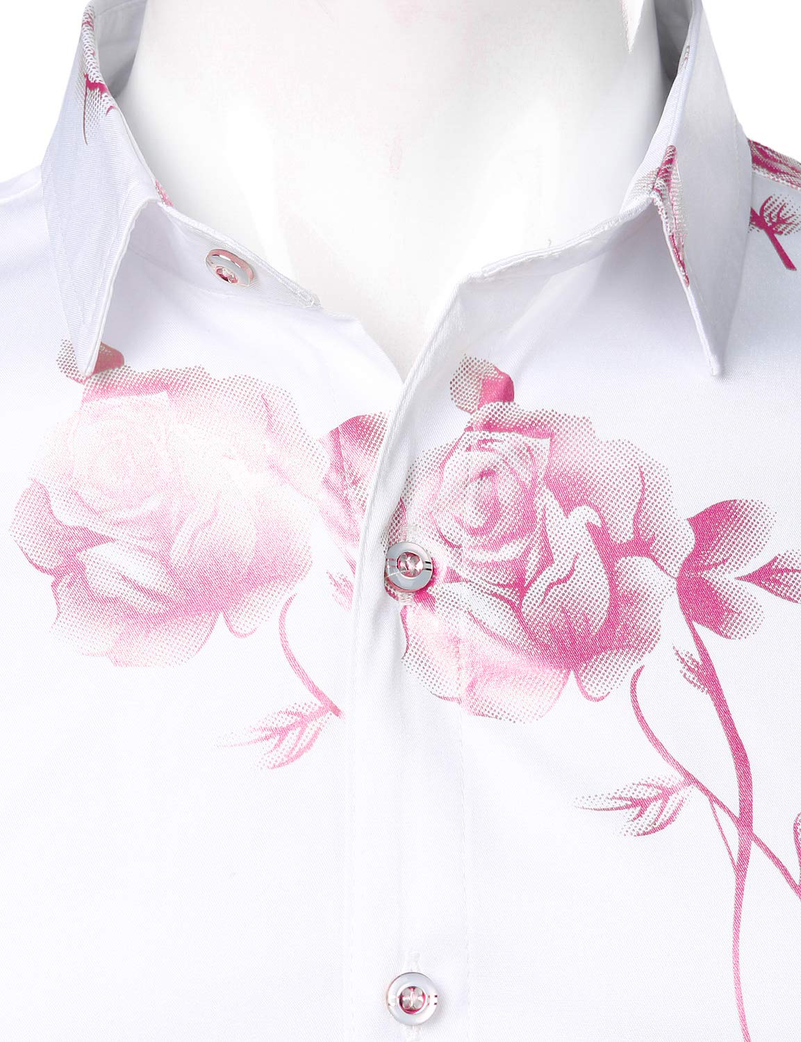 Chemise boutonnée à manches longues et imprimé floral rose pour homme