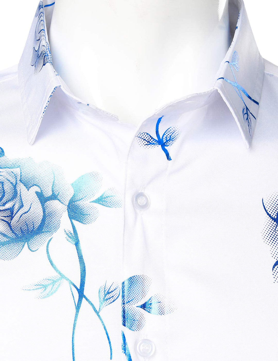 Chemise boutonnée à manches longues et imprimé floral bleu rose pour homme