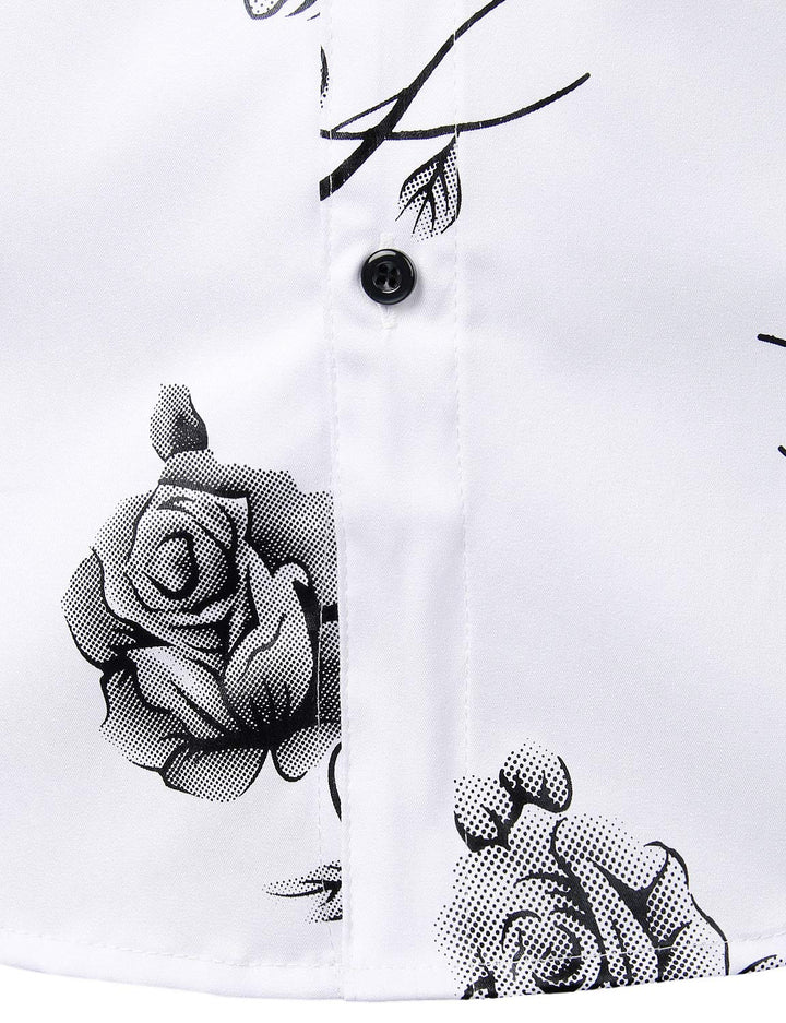 Chemise boutonnée à manches longues et imprimé floral rose pour homme