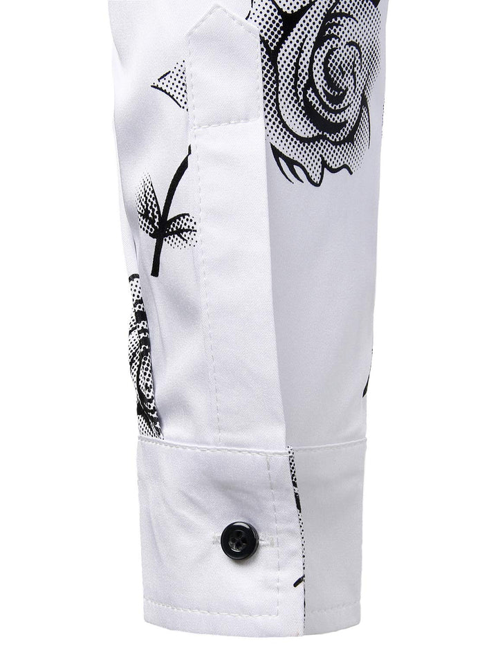Chemise boutonnée à manches longues et imprimé floral rose pour homme