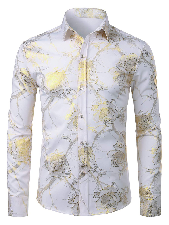 Chemise à manches longues à imprimé floral pour hommes