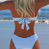 Maillot De Bain Haute Taille Rayé Triangle Deux Pièces