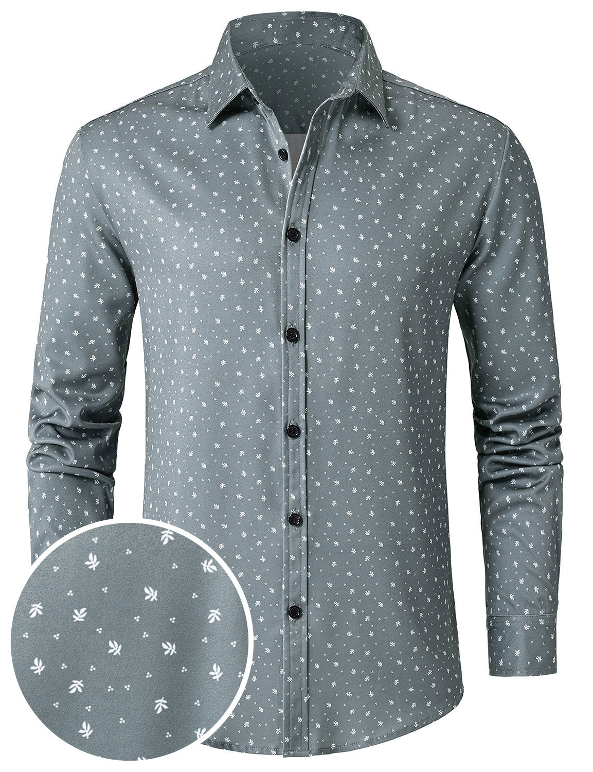 Chemise décontractée à manches longues grise pour homme