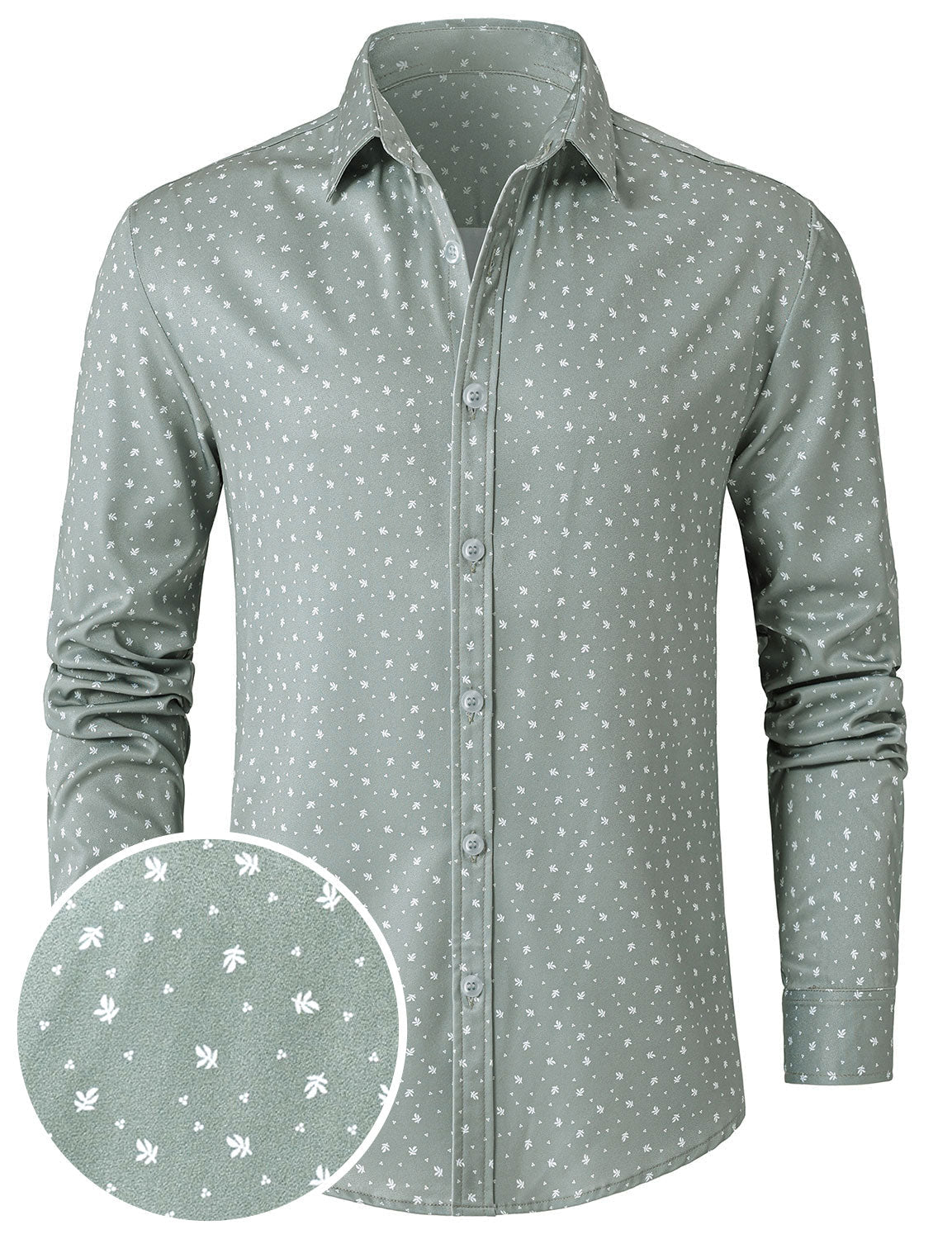Chemise à manches longues verte décontractée à imprimé pour homme