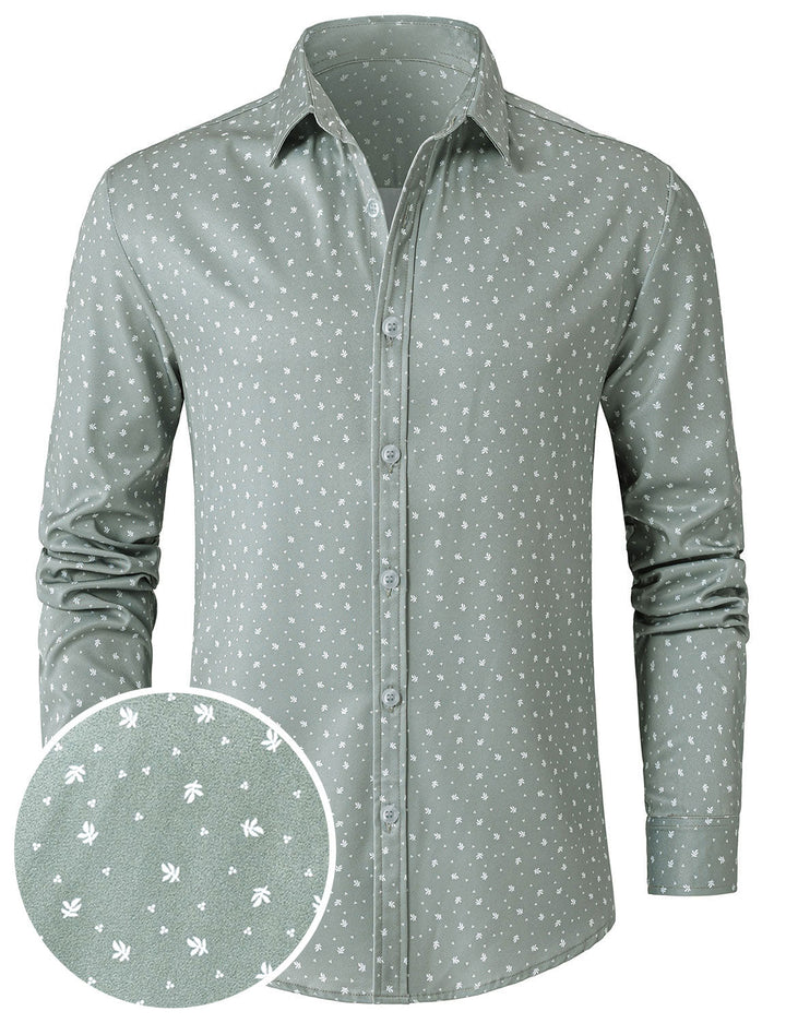 Chemise à manches longues verte décontractée à imprimé pour homme