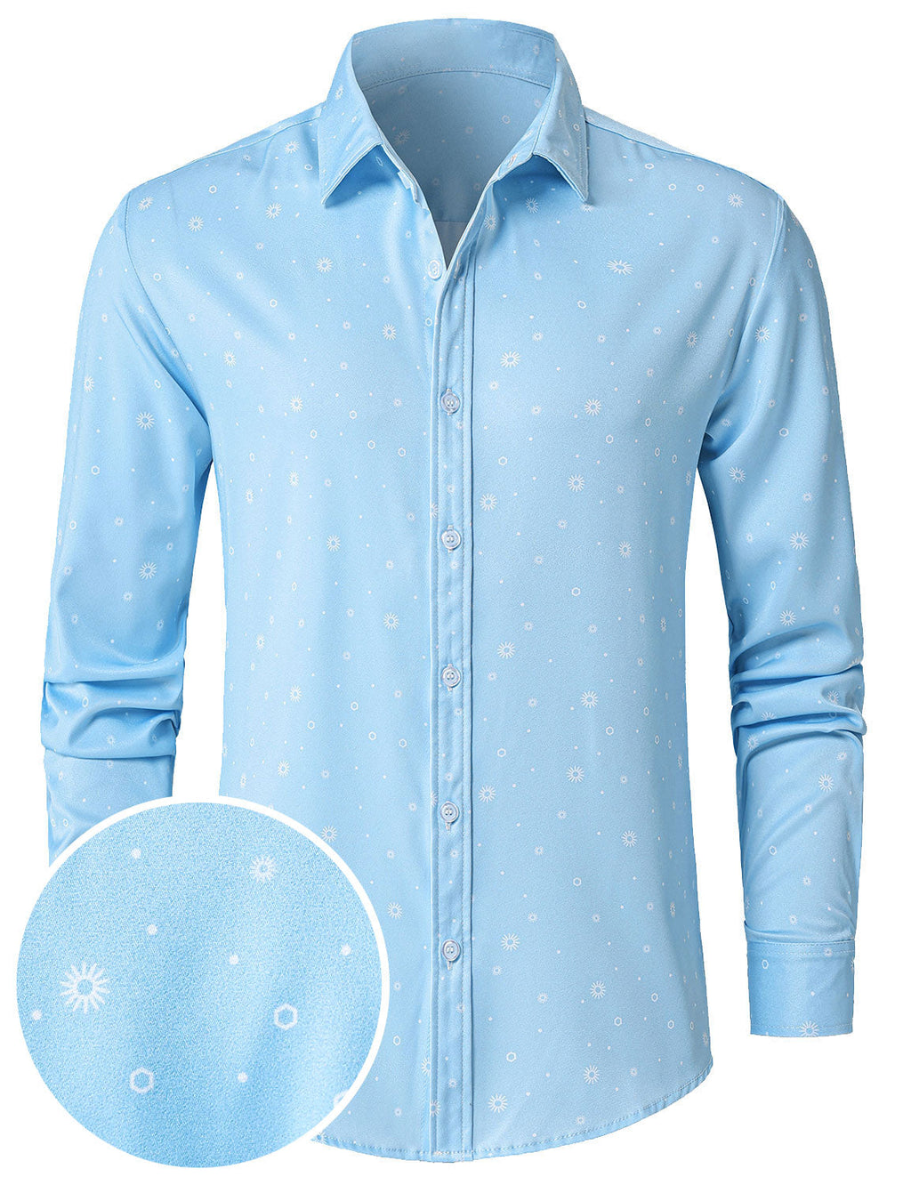 Chemise à manches longues bleue décontractée à imprimé pour homme