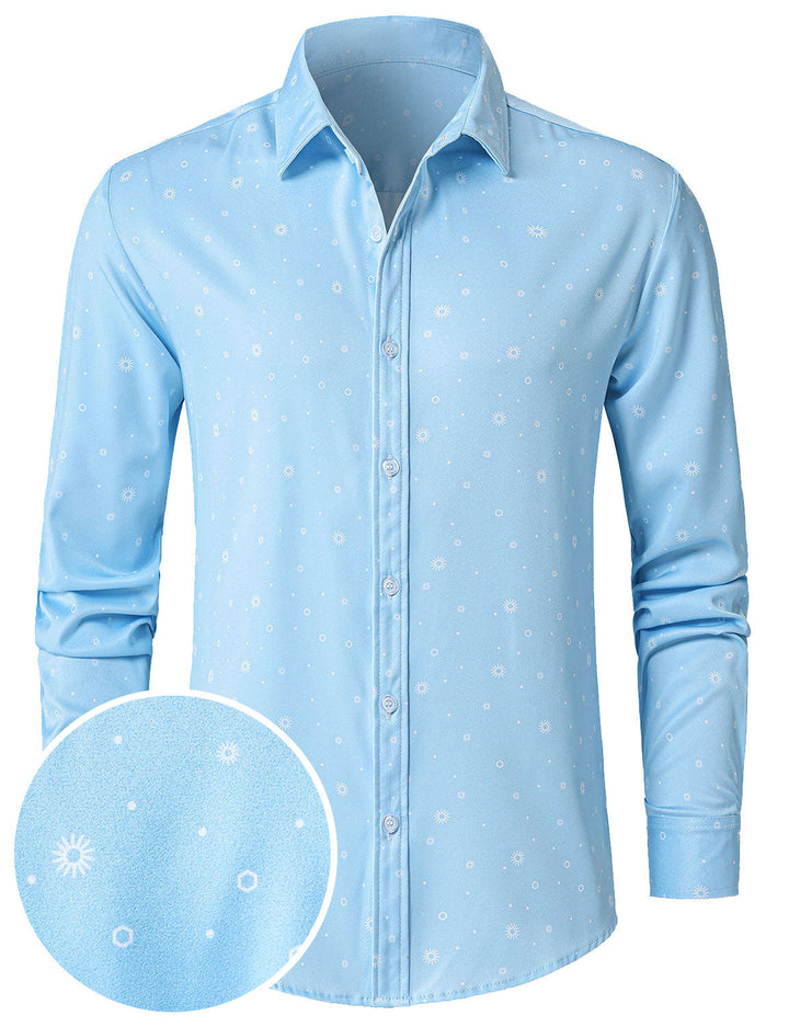 Chemise à manches longues bleue décontractée à imprimé pour homme