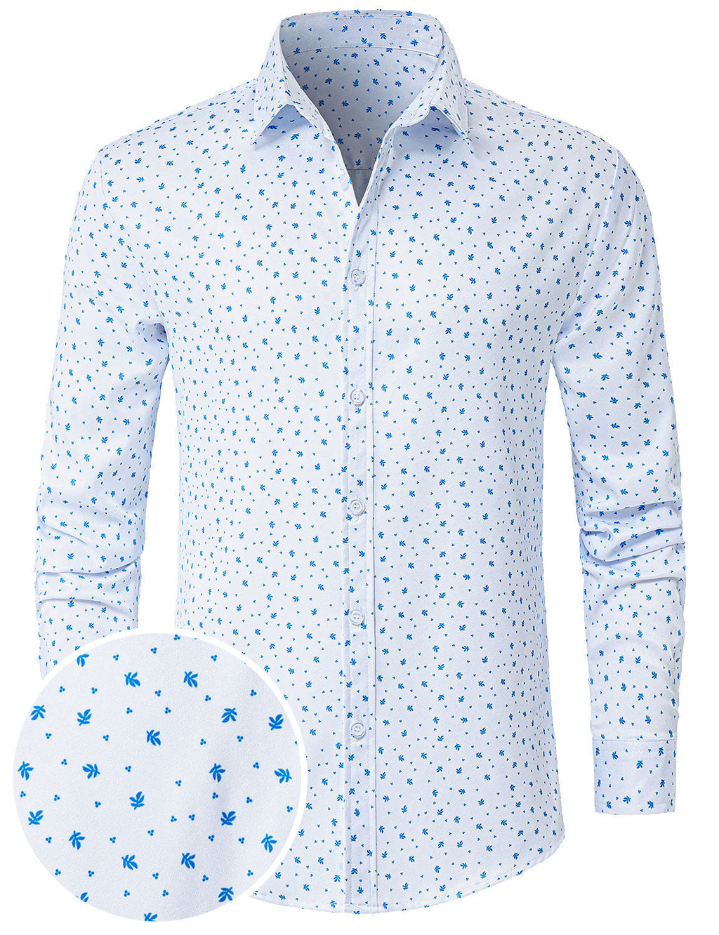 Chemise décontractée à manches longues pour homme, blanche et imprimée